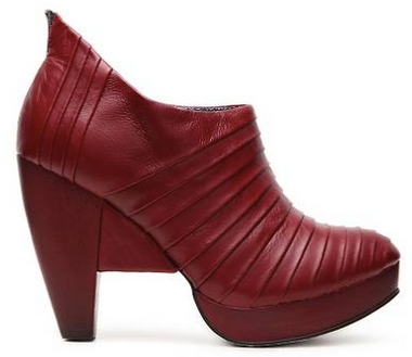 Women's Shoes, Irregular Choice Zubes, Leather platform bootie with pleated leather, Red
