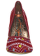 Women's Shoes, Irregular Choice Summer Bucket, High Heel Embroidered pump with lucite heel, Red