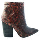 Women's Shoes, Brown Tooled Leather Bootie, Stacked wooden heel, Jeffrey Campbell Truly, Brown