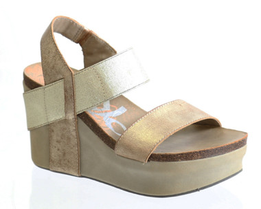 Women's Shoes, OTBT Bushnell, Open toe Wedge with elastic strap, New Gold