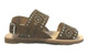 Side View:  Women's Shoes, Jeffrey Campbell Patras, Suede Flat Sandal with Crystals, Tan Brown
