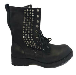 Men's Shoes, Jeffrey Campbell Hank Boot, Men's Combat Boot with Spikes, black and silver