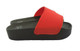 Side View:  Women's Shoes, Slides, Jeffrey Campbell Follow Me, Red Strap Black platform, Slip on Sandal