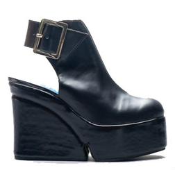 Women's Shoes, Jeffrey Campbell Geller, Open Back Platform Boot Sandal, Black Leather, Buckle closure