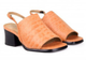Front View: Women's Shoes, Jeffrey Campbell Loring, Block heel square toe slingback sandal, Orange croc leather