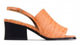 Side View: Women's Shoes, Jeffrey Campbell Loring, Block heel square toe slingback sandal, Orange croc leather
