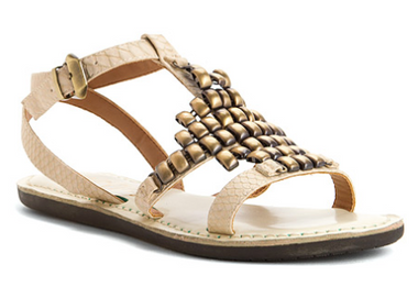 Women's Shoes, Dorrie by Nicole, Flat sandal with metal decor at front, Ivory
