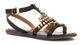 Quarter View: Women's Shoes, Sandals, Nicole Shoes Dorrie Flat sandal, Sandal with metal brushed decor, Black