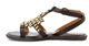 Side View:  Women's Shoes, Sandals, Nicole Shoes Dorrie Flat sandal, Sandal with metal brushed decor, Black