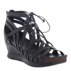 OTBT- Nomadic Sandal- Women's Platform Leather Gladiator Sandal with Wedge Heel- Black