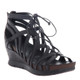 OTBT- Nomadic Sandal- Women's Platform Leather Gladiator Sandal with Wedge Heel- Black