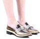 Body View: Women's Shoes, Women's Pointed Toe Loafer, Belanger by Jeffrey Campbell Shoes, Mix Metallic Loafer. Color Gold.