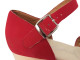 Women's Shoes, Jeffrey Campbell Anwen, Retro wooden wedge mary janes, Red perforated leather