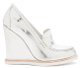 Women's Shoes, Jeffrey Campbell Tremont, Wedge Loafer, Metallic Silver and White