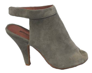 Women's Shoes, Jeffrey Campbell Norene, Grey Suede Peep Toe bootie, Open Back with ankle strap