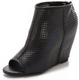 Women's Shoes, Jeffrey Campbell Jovita, Perforated peep toe bootie, Black Leather
