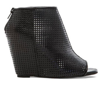 Women's Shoes, Jeffrey Campbell Jovita, Perforated peep toe bootie, Black Leather