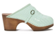 Side View: Women's Shoes, Jeffrey Campbell Kathryn, Wooden clog with crocodile leather, pale green