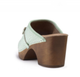 Back View: Women's Shoes, Jeffrey Campbell Kathryn, Wooden clog with crocodile leather, pale green