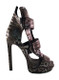 Women's Shoes, Jeffrey Campbell Lahoya, High heel snakeskin sandal, black and silver