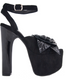 Women's Shoes, Jeffrey Campbell Jesina, Black suede platform sandal, peep toe with flower appliqu
