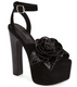 Women's Shoes, Jeffrey Campbell Jesina, Black suede platform sandal, peep toe with flower appliqu