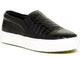 Quarter View: Women's Shoes, Sneakers, Jeffrey Campbell Sarlo, Slip on Sneaker, Black croc upper and white 1 1/4" sole