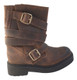 Women's Shoes, Jeffrey Campbell Burton, Motorcycle boot, Brown leather with multi wrap around straps, lug sole