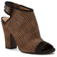 Women's Shoes, Nicole Layla Bootie, Slingback open toe boot with black trimming, Brown and black print.