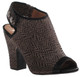 Women's Shoes, Nicole Layla Bootie, Slingback open toe boot with black trimming, Brown and black print.