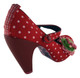 Women's Shoes, Irregular Choice high heel Mary Jane, Red polka dot wool, leather covered 4" heel, front gingham appliqu