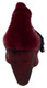 Women's Shoes, Irregular Choice Pony Hair ankle boot, burgundy printed fabric upper with pony hair overlay, metallic suede covered heel and velcro closure. Padded claw design strap with embroidered cat face.