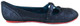 Side View: Women's Shoes, Women's Flats, Irregular Choice T-Strap flats, Metallic blue with red edging on bottom sole.