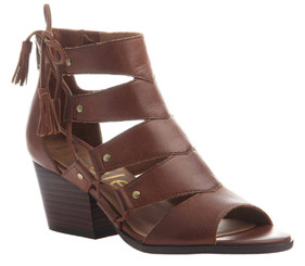 Women Shoes Online, Women's Shoes, Women's Sandals, Nicole Tatiana Sandal, Western Sandal with cutouts and fringe tassel, Black Leather.