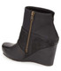 Side View. Women Shoes Online, Women's Shoes, Women's Boots. OTBT Dharma Bootie, Wedge Bootie, Mix leathers, 3" stacked wedge. Inside Zipper.
