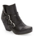 Side View. Women Shoes Online, Women's Shoes, Women's Boots. OTBT Lasso Bootie, Wedge heeled Bootie with multi-straps. 2.91" heel height and .5" platform. Color Black with silver hardware.
