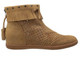 Side View. Women Shoes Online, Women's Shoes, Women's Boots. OTBT Stanton, Hidden wedge moccasin suede bootie. Fringe, tassel, gum sole, back zipper. Color Tuscany (khaki)