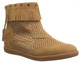 Quarter Side View. Women Shoes Online, Women's Shoes, Women's Boots. OTBT Stanton, Hidden wedge moccasin suede bootie. Fringe, tassel, gum sole, back zipper. Color Tuscany (khaki)