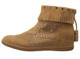 Side View. Women Shoes Online, Women's Shoes, Women's Boots. OTBT Stanton, Hidden wedge moccasin suede bootie. Fringe, tassel, gum sole, back zipper. Color Tuscany (khaki)