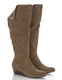 Side Pair View: Women Shoes Online, Women's Shoes, Women's Boots, Nicole Paris Boot, Knee Hight boot with center back zipper and contrast panel and fold-over flap. Suede upper, 2" wooden wedge heel, Color Grey suede.
