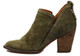 InSide View: Women's Shoes, Women's Bootie, Burman 2 in Khaki (green) Suede, Soft suede upper, elastic insert, 3" stacked wooden heel.