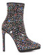 Side View: Women's Shoes, Women's Boot, Stiletto Boot with multi-colored jewels. Jeffrey Campbell Vain Boot. Black suede upper. 5" heel and 1" platform, Size 5.5