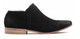 Side View: Women's Shoes, Women's Bootie, Low heeled suede bootie, black oiled suede, stacked wooden heel 3/4", inside zipper, size 11