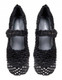 Pair View: Women's Shoes, Women's Mary Jane, Chunky Platform Mary Jane with decorated crystals. Boucle fabric upper and crystal jewels. Black, Size 6.