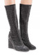 Pair Body View: Women's Shoes, Jeffrey Campbell Esteban, Mid Calf Knit Lame boot, Square 4" block heel and Silver and black lame knit upper. Size 9.