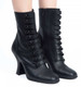 Pair Body View: Women's Shoes, Jeffrey Campbell Poppin, Mid ankle boot with multiple button straps, 3.75" heel, leather upper, color Black, size 10