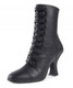 Quarter View: Women's Shoes, Jeffrey Campbell Poppin, Mid ankle boot with multiple button straps, 3.75" heel, leather upper, color Black, size 10