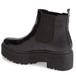 Bk Quarter View: Women's Shoes, Women's Platform Boot, Jeffrey Campbell Universal, Platform Chelsea boot with rubber lug traction sole. 2" heel and 1.5" platform. Patent leather, leather lining, color Black. Size 10