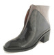 Quarter View: Women's Shoes, Women's Boot, Jeffrey Campbell Jermaine. Two tone updated chelsea boot. 2.5" wood stacked heel. Color Black and Grey color block. Back Zipper. Size 7.