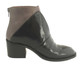 Side View: Women's Shoes, Women's Boot, Jeffrey Campbell Jermaine. Two tone updated chelsea boot. 2.5" wood stacked heel. Color Black and Grey color block. Back Zipper. Size 7.